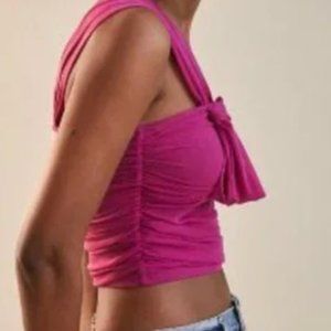Maeve Fuchsia Tulle Bow Top Size L NWT